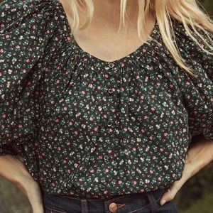 Doen Jeanne Top in Black Garden